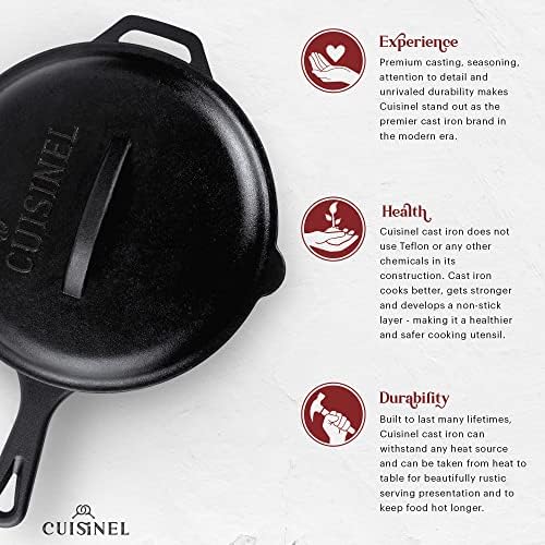 Cast Iron Skillet Set with Lids - 10"+12"-inch Pre-Seasoned Covered Frying Pan Set + Silicone Handle and Lid Holders + Scraper/Cleaner - Use Indoor/Outdoor, Oven, Stovetop, Fire, BBQ Kitchen Cookware - Image 4