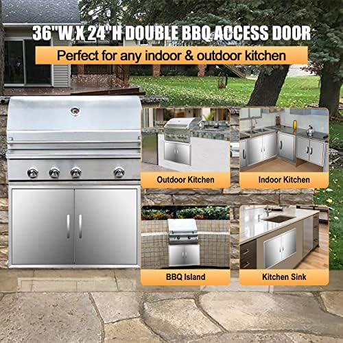 Outdoor Kitchen Doors 36W x 24H Inch Double BBQ Access Doors, 304 Stainless Steel for Cabinet Grill Station or Island - Image 3