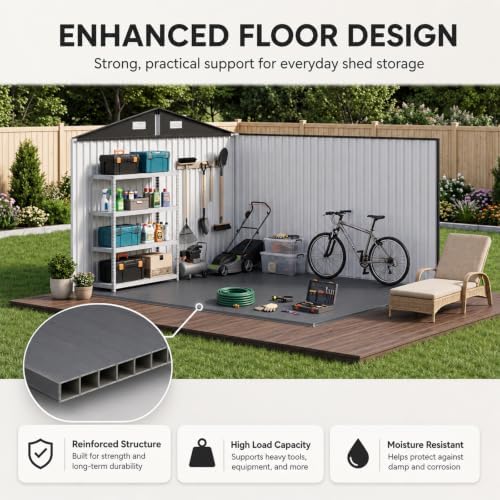 Aoxun10x12 FT Shed Outdoor Storage Shed with Floor Brown - Image 3