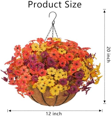 2 Set Artificial Fall Hanging Flower Baskets for Outdoor Autumn Decor - Image 5