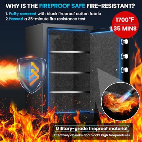 [2026 Upgraded]-35 Mins True Fireproof Safe-7.0 CuFt Large Heavy Duty Safe - Image 4