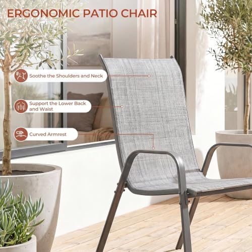 TLSUNNY 5 Pieces Patio Dining Set for 4, Glass Table and Textilene Chair - Image 4