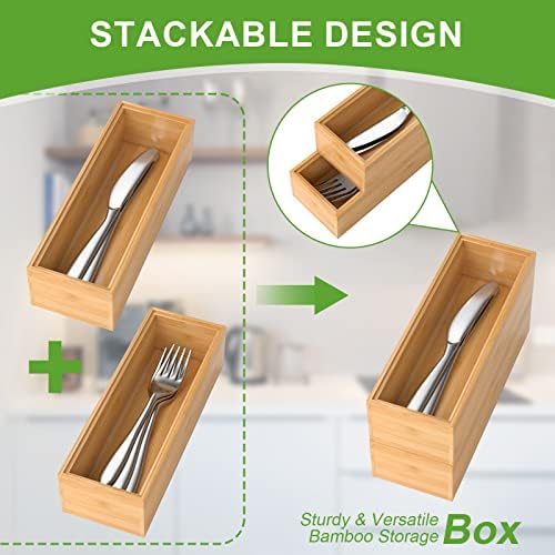 Lixple Bamboo Kitchen Drawer Organizer, 2 Pack, 9" x 3" x 2" - Image 6