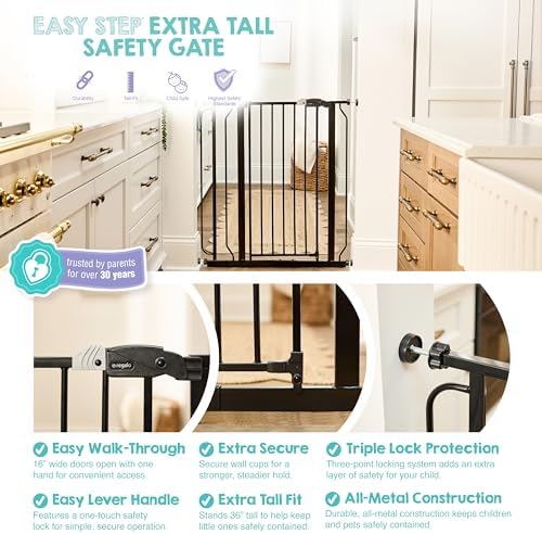 Regalo Safety 36" Extra Tall Baby Gate, Bottom of Stairs & Doorways - Image 3