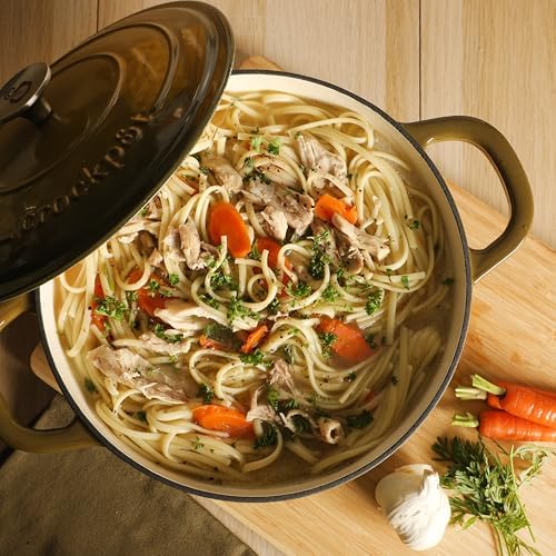 Crock-Pot Artisan 7-Quart Enameled Cast Iron Dutch Oven Pot with Lid, Round, Gradient Sage Green, Oven Safe Cookware - Image 4