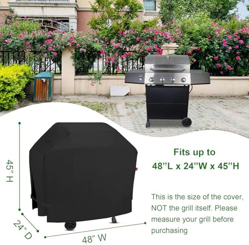 Outdoor Grill Cover Fits Cuisinart 4-Burner Gas Grill CGG-7400, Cover Geny Waterproof 600D Heavy Duty Barbecue Grill Covers, 48" L x 24" D x 45" H. - Image 2