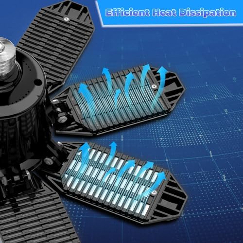 Garage Lights - Super Bright 250W LED Garage Ceiling Light w/ 8 Deformable Panels 6500K Led Light Bulb Srew in E26/E27 Socket with Adjustable Center Spotlight for Barn Workshop Attic - 4Pack - Image 4