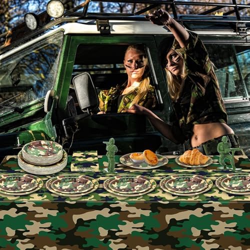180PCS Camo Paper Plates and Napkins Party Supplies Serve 60, - Image 5