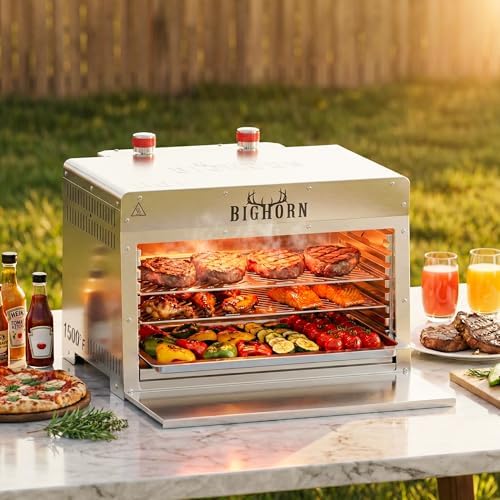 BIG HORN OUTDOORS 1500°F Infrared Propane Gas Grill – Portable Steak Broiler & Sear Station, Outdoor Salamander BBQ, Stainless Steel, 21.2 inch - Image 4
