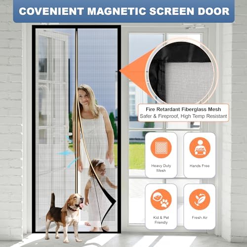 METAONLY Fiberglass Magnetic Screen Door Mesh, Works for Patio, Sliding Door, Keeps Bug Mosquito Out, Fresh Air Flow, Fits 36" x 80" Door - Curtain Size 38" x 82", Black - Image 3