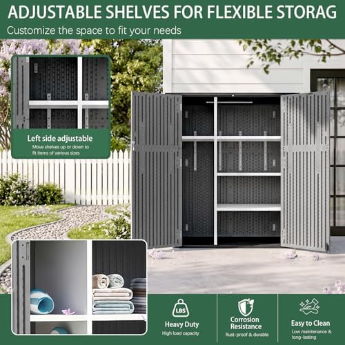 Outdoor Storage Shed Resin Waterproof Storage Cabinet for Patio Garden - Image 4