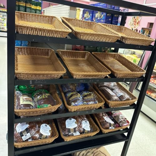 3pcs Large Wicker Bread Basket for Party, Rectangle Woven Fruit Basket, Gift Baskets Empty, Sturdy Durable Stackable Storage Baskets for Kitchen, Store, Restaurant, Party (Brown, L) - Image 4