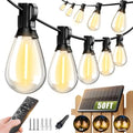 Likesky 50FT Solar String Lights Outdoor with Remote,18+1LED Shatterproof Bulbs & USB Port, Waterproof 3 Modes Dimmable Solar Lights for Backyard, Patio, Camping by Unknown