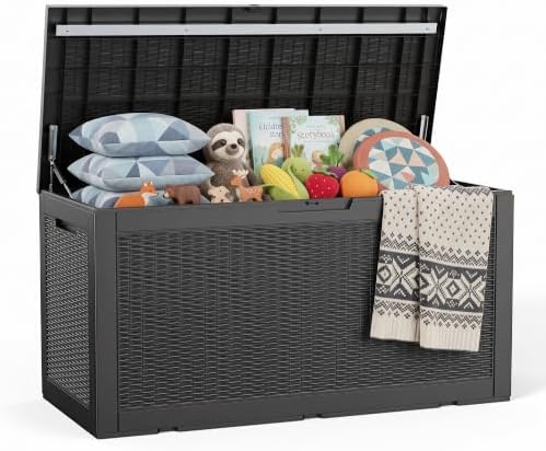ROJIK 170 Gallon Deck Boxes Outdoor Waterproof Storage Box, Black by ROJIK
