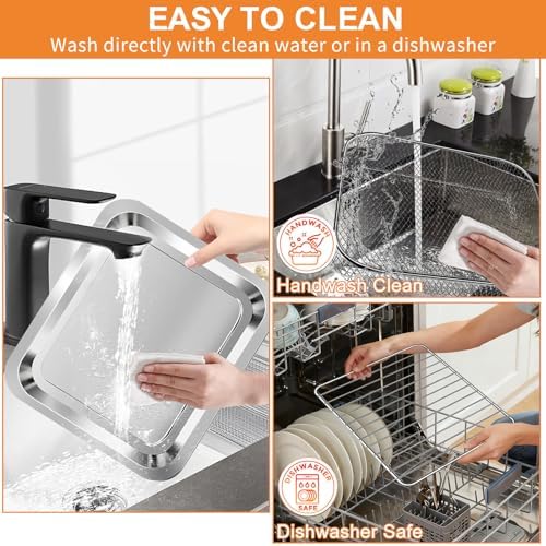 GWY Air Fryer Baking Pan Set for Emeril Lagasse Everyday 360 Air Fryer 12''×10'' and 12.5''×10.2'' Steel Non-stick Air Fryer Accessories Grill Pan Crisper Plate Replacement Parts - Image 5