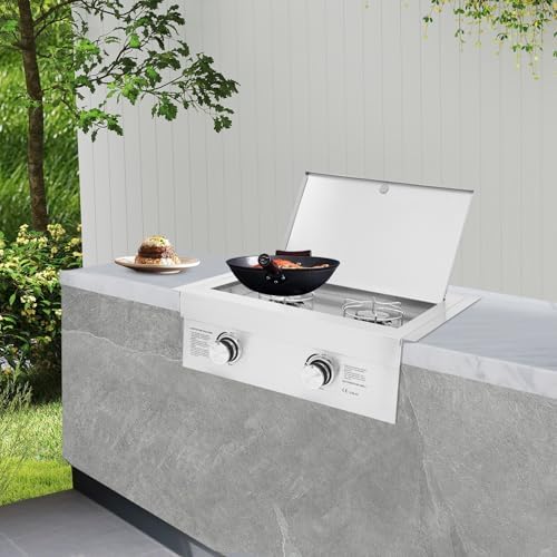 2-Burner Stove for Outdoor Kitchen, Built-in Stainless Steel Side Burner with Removable Grates & Cover, Drop-In Gas Stove for BBQ Island, Patio, Backyard (Natural Gas, Double Burner) - Image 4