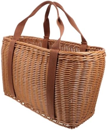 BESTonZON Capacity Woven Storage Basket Durable Imitation Rattan Picnic and Fruit Basket with Handles for Outdoor Use for Camping and Home Decor by BESTonZON