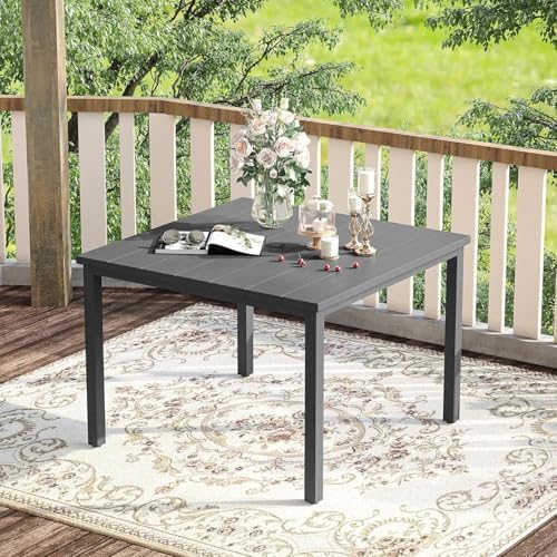 VICLLAX Outdoor Dining Set for 4, 5 Pieces Patio Dining Furniture Set with Umbrella Hole- 40.2" Patio Table and Chairs for Balcony, Garden and Deck, Grey Tabletop - Image 6