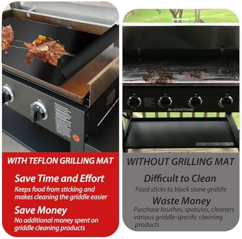 UBeesize 2 Pack Nonstick Grilling Mats for 22 Inch Blackstone Griddle, Resuable Cooking Mats for Grilling, BPA and PFOA Free Heavy Duty BBQ Grill Mats, Griddle Accessories Kit -22 x 16 Inch - Image 3