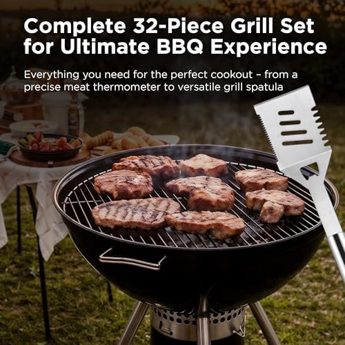 Kaluns 32 Psc Grilling Accessories, Dad Gifts for Fathers Day, Heavy Duty Stainless Steel Grill Set BBQ Grill Accessories for Outdoor Grill with Aluminum Case and Apron, Best Gifts for Men - Image 2