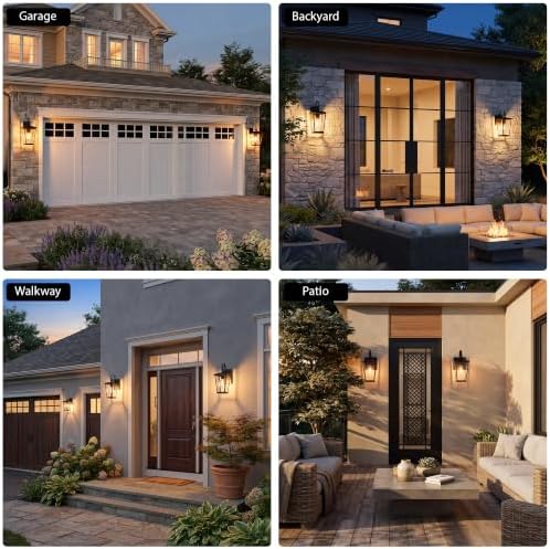 Kalium Outdoor Wall Lights Fixtures Lantern Frame 16 1/8", Outside Lights Black Transitional Durable Metal, Clear Glass for Post Exterior Barn Deck House Porch Yard Patio Garage Garden - Image 6