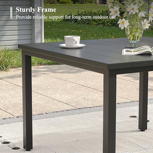 Outdoor Dining Table with Adjustable Umbrella Hole, 40.2" All-Weather Square Patio Dining Table for 4, Metal Patio Table for Garden Lawn Porch Deck Yard, Black - Image 6