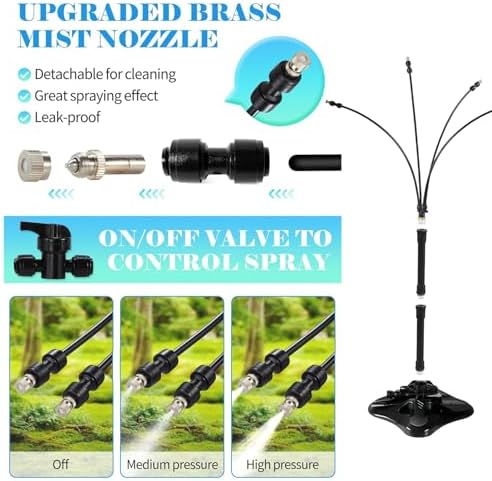 Standing Misters for Outside Patio Adjustable Height Portable Misting System with 26ft Hose Line, Flexible Outdoor Water Misters for Cooling Backyard, Porch, Garden, BBQ - Image 6