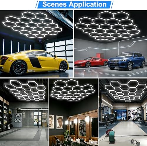 LZHOME Hexagon LED Garage Light: Super Bright 88000LM Honeycomb Garage Light, 22 Hex DIY Hexagon Led Lights for Gym Basement Hair Salon - Image 4