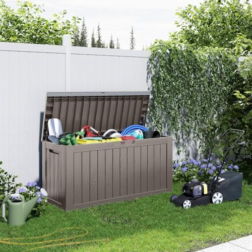 PatioZen 80 Gallon Resin Deck Box, Lockable Outdoor Storage Box for Patio Cushions Storage Furniture,Garden Tools, Pool Supplies, Weatherproof and UV Resistant (Grey) - Image 2