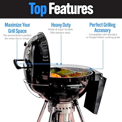 SnS Grills Slow ‘N Sear Elevated Cooking Grate - Compatible with Weber and Other Grills - Heavy Duty Stainless Steel, More Grill Space for Tailgating, Camping, and Backyard Cooking - Image 4