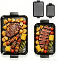 Outdoor Grill Pans: Enamel Non‑Stick Grill topper - Grill Tray with hole, Grilling Baskets Outdoor Set for Vegetable, Meat (dark black) by gzcmxh