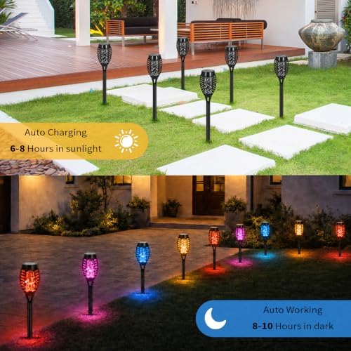 Solar Christmas Decoration Outdoor, 8 Pack Solar Torch Lights - Image 6