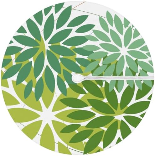 Round Tablecloth with Umbrella Hole and Zipper Elastic Fitted Table Cloth 45"-56" Oil-Proof Waterproof Patio Table Cover for Outdoor Picnic Party, Spring Summer Geometric Elegant Dark Light Green - Image 6