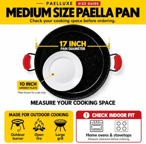 Paelluxe Paella Pan Enameled No-Rust Steel Skillet - 17 Inch, 10 Servings - Image 2