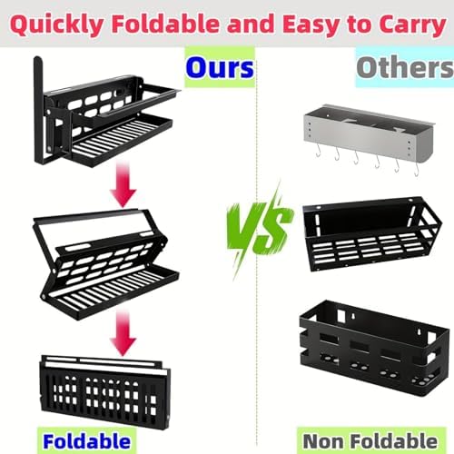 Upgrade Foldable Griddle Caddy for 17''/22''/28"/36" Blackstone BBQ Griddle,Space Saving Grill Tool Holder for Blackstone BBQ Accessories Organizer,with Paper Towel Holder&Knife Rack&Hooks - Image 4