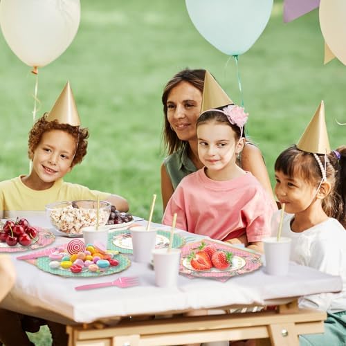 48pcs Floral Tea Party Decoration Set,16 Dessert plate,16 Napkin And 16 Fork,Floral Tea Disposable tableware for 16 persons,Used for Baby Shower Wedding Party Supplies - Image 5