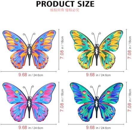 Daogtc Metal Butterfly Wall Decor - 9.6" Outdoor Fence Wall Art Decor, Hanging Decoration for Garden Yard Living Room Bedroom Patio Balcony(4 Pack) (Butterfly-G) - Image 3