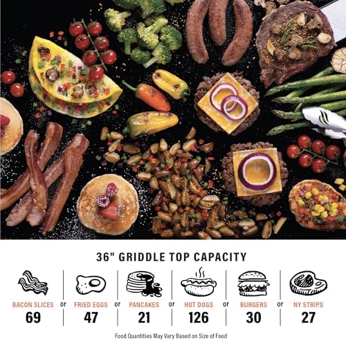 Blackstone 36 Inch 4 Burner 60,000 BTU Portable Steel Griddle Cooking Station with Foldable Legs, Grease Pan, and Storage Rack, Black - Image 6