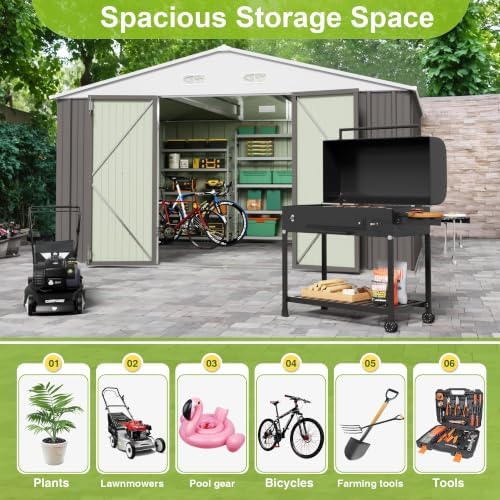 JUMMICO 10x8 FT Outdoor Storage Shed, Gray - Image 5