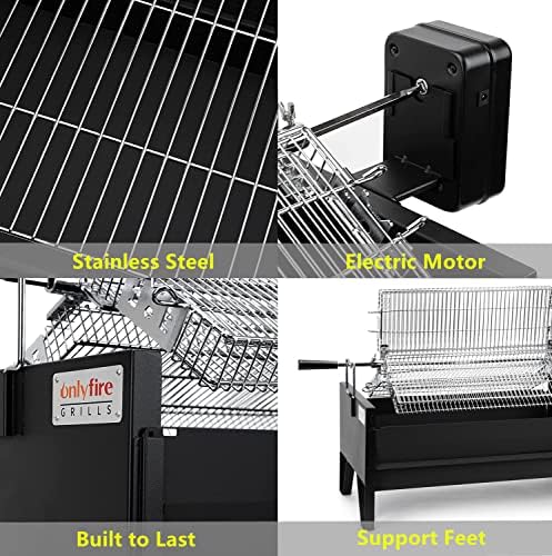 ONLYFIRE GRILLS 2-IN-1 Charcoal Grill with 3 Rotisserie Baskets & BBQ Grate - Image 4