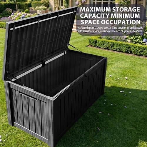 180 Gallon Resin Deck Box, Outdoor Storage Box, Waterproof UV Resistant，Weatherproof Organizer for Patio Furniture Cushions, Pool Accessories, Garden Tools, Indoor & Outdoor Use, Black - Image 6