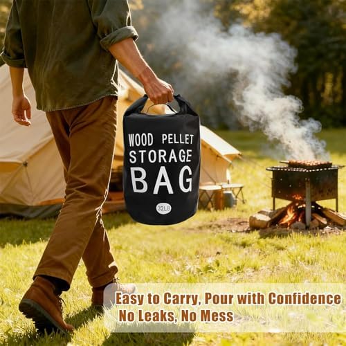 32LB Waterproof Wood Pellet Storage Bag-Dual Handles, Label Pocket(2 Pack) - Image 4