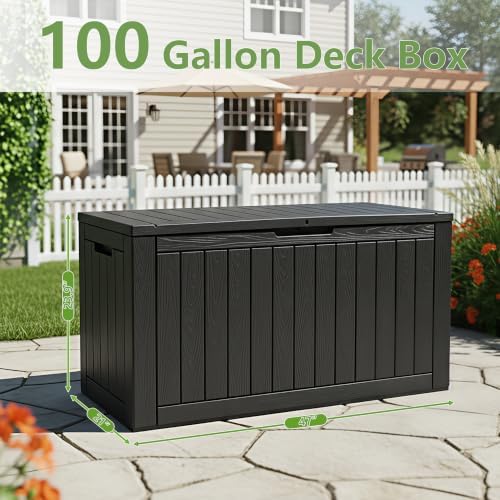 KAMABOKO 100 Gallon Outdoor Storage Box Waterproof Deck Box for Patio - Image 2