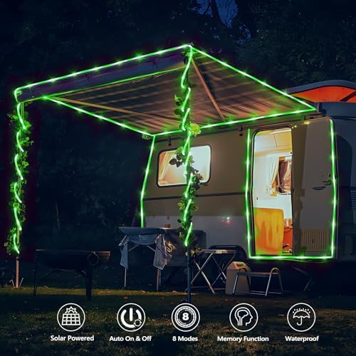 Solar Rope Lights, 66ft 200LED Solar String Lights, 8 Modes, Waterproof - Image 2