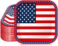 Whaline 40 Pcs 9 Inch Patriotic Paper Plates American Flag Square Disposable Plates 4th of July Party Tableware Dinnerware for 250th Anniversary Independence Day Birthday Party Supplies Table Decor by Whaline