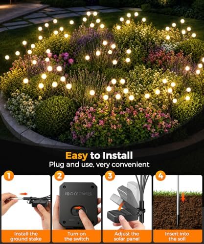 2 Pack Solar Garden Lights 16 LED, Solar Lights Outdoor Waterproof IP65, Decorative Garden Lights Solar Powered for Yard Patio Pathway Decor, Outside Fairy Firefly Lights Garden Gifts - Image 6
