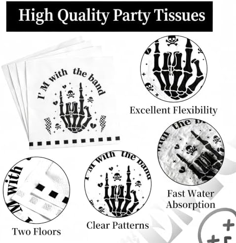 125 Pcs Emo Goth Punk Party Tableware for 25 Guests Scene Goth Rock Birthday Decorations | Punk Skull Thorn Disposable Plates Napkins Forks, Emo Gothic Supplies for Halloween Blink 182 Theme Party - Image 4