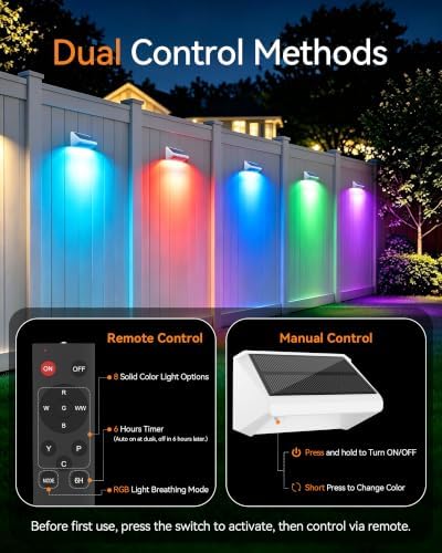 Fence Lights Solar Powered with Remote 2 Pack, IP65 Waterproof - Image 5