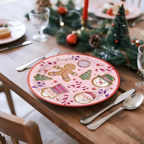 WRAPAHOLIC 25Pcs Christmas Paper Plates - 9 Inch Gingerbread Disposable Plates Decorative Dinner Plates for Christmas Party Tableware Supplies Table Decor - Image 3