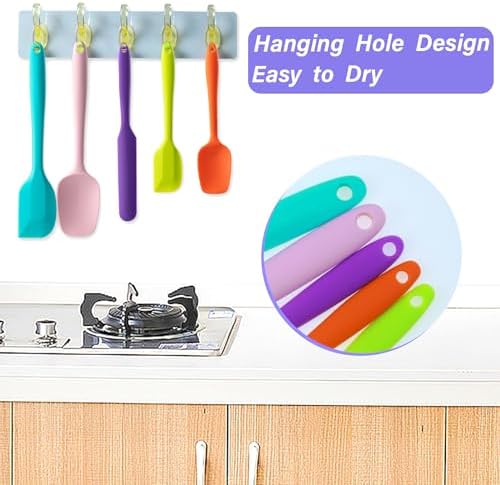 Silicone Spatula Set,5 Piece Food Grade Rubber Spatulas,Mint Green - Image 4